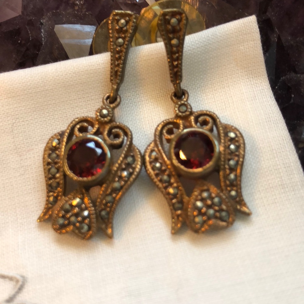 Yellow Tone Vintage Deco Era Pierced earrings